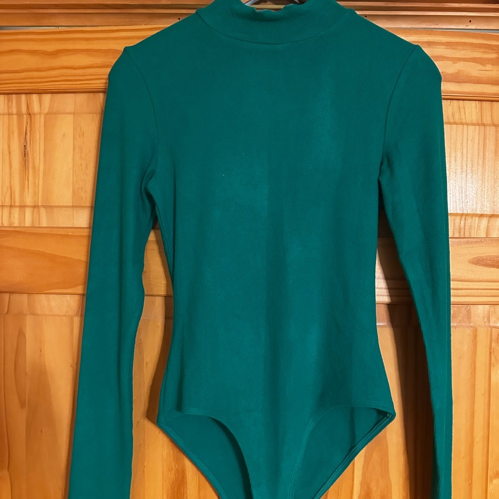 Free People Intimately Long Sleeve Mock Neck Bodysuit in Teal